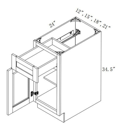 B12: Oak Shaker Standard Base Cabinet 1D