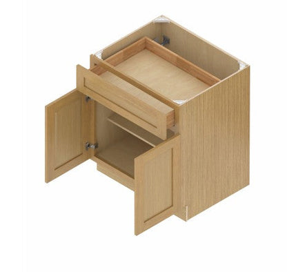 B27 Oak Shaker: White Shaker 27" 1 Drawer 2 Doors  Standard Base Cabinet