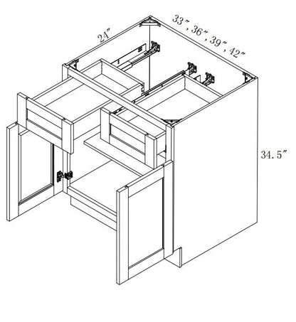 B33: Oak Shaker 33" 2 Doors