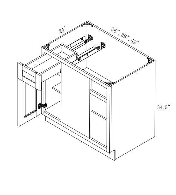 BLB36/39: Oak Shaker Base Blind Comer 36
