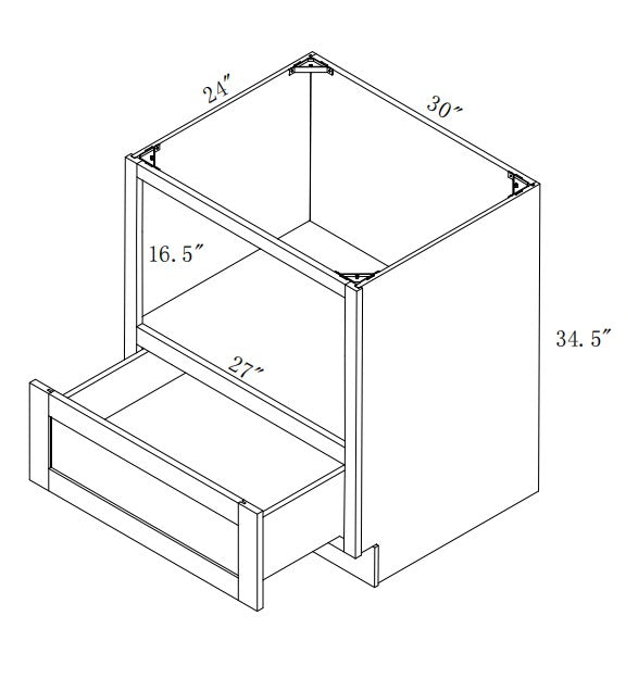 BMD30: Oak Shaker Base Microwave Drawer 30"W*24"D*34-1/2"H-1DRA