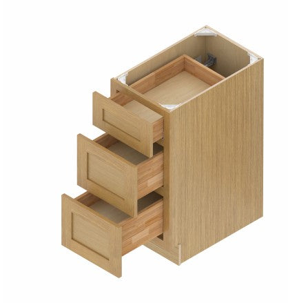 DB33-3: Oak Shaker 33"  3 Drawers   Standard Base Cabinet