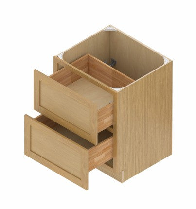 DB30-2: Oak Shaker 30"  2 Drawers   Standard Base Cabinet