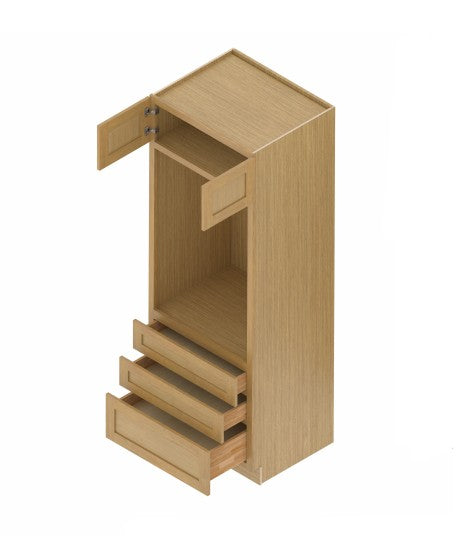 OC339424: Oak Shaker Oven Cabinet 33"W*94"H*24"D-2D-3DRA