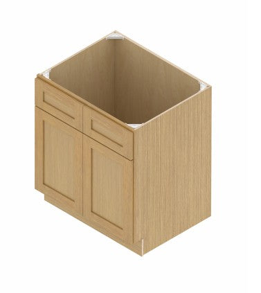 SB36: Oak Shaker 36"  2 Headers 2 Doors  Sink Base Cabinet