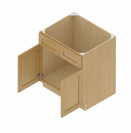 SB42: Oak Shaker 42"  2 Headers 2 Doors  Sink Base Cabinet