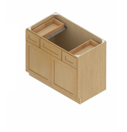 VCSB4221: Oak Shaker Vanity Drawers Combination Sink Base Cabinet  42"W*21D*34-1/2"H-2D