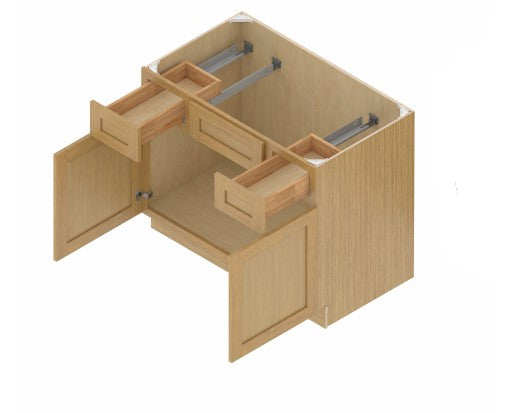 VCSB4221: Oak Shaker Vanity Drawers Combination Sink Base Cabinet  42"W*21D*34-1/2"H-2D