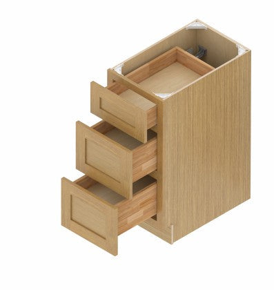 VDB24-3: Oak Shaker 24"  3 Drawers   Vanity Drawer Base Cabinet