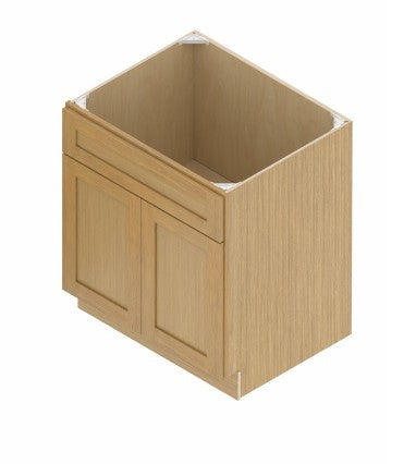 VSB27: Oak Shaker 27"  1 Header 2 Doors   Vanity Sink Base Cabinet
