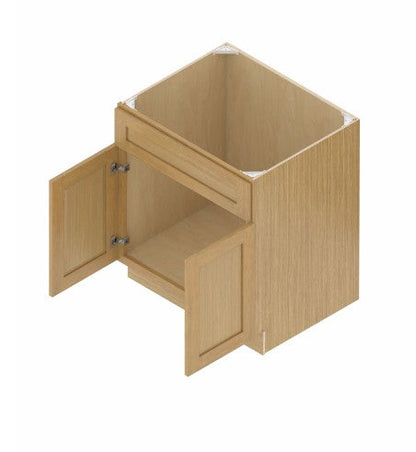 VSB24: Oak Shaker 24"  1 Header 2 Doors   Vanity Sink Base Cabinet