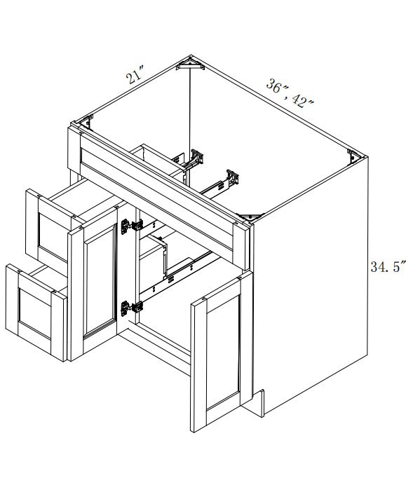 VSD42L: Oak Shaker Vanity Sink Drawer Left 42
