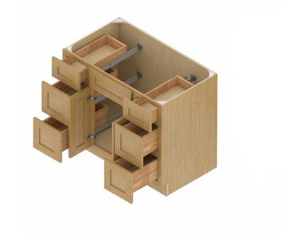 VSD60D: Oak Shaker Vanity Side Drawer Base Cabinet Single Basin 60"W*34-1/2"H*21"D - 2D-6DRA
