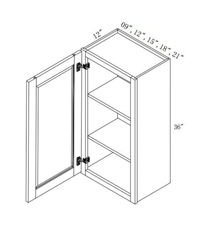 W1236:  Oak Shaker Wall 12"W*36"H*12"D-1D-2S