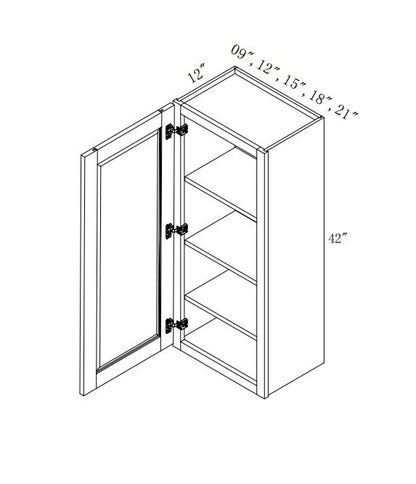 W1240/W1242: Oak Shaker Wall 12"W*40"H*12"D-1D-3S