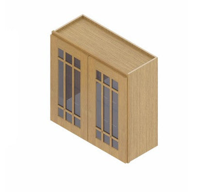 W3336/GD:  Oak Shaker Wall 33"W*36"H*12"D-2D-2S/ Glass Door