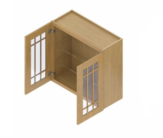 W3330/GD : Oak Shaker Wall 33"W*30"H*12"D-2D-2S/ Glass Door