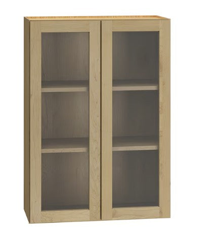 W3630/GD:  Oak Shaker Wall 36"W*30"H*12"D-2D-2S/ Glass Door