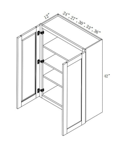 W2740/W2742: Oak Shaker Wall 27"W*40"H*12"D-2D-3S