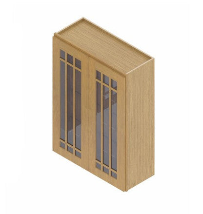 W3040/GD: Oak Shaker Wall 30"W*40"H*12"D-2D-3S/ Glass Door
