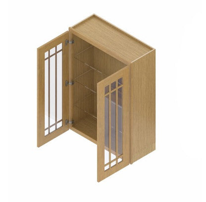 W3340/GD: Oak Shaker Wall 33"W*40"H*12"D-2D-3S/ Glass Door