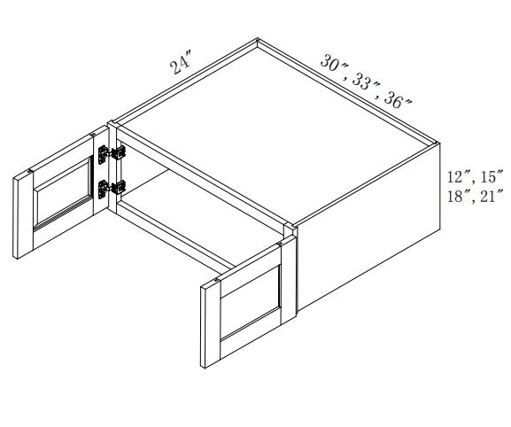 W361824: Oak Shaker Wall 36"W*18"H*24"D-2D