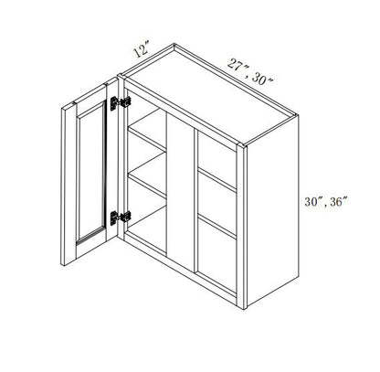WBC2736: Oak Shaker Wall Blind Cabinets 27"W*36"H*12"D-1D-2S