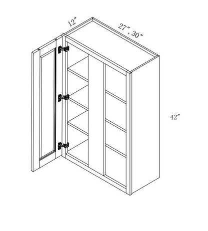 WBC3040/42: Oak Shake Wall Blind Cabinets 30"W*40"H*12"D-1D-3S