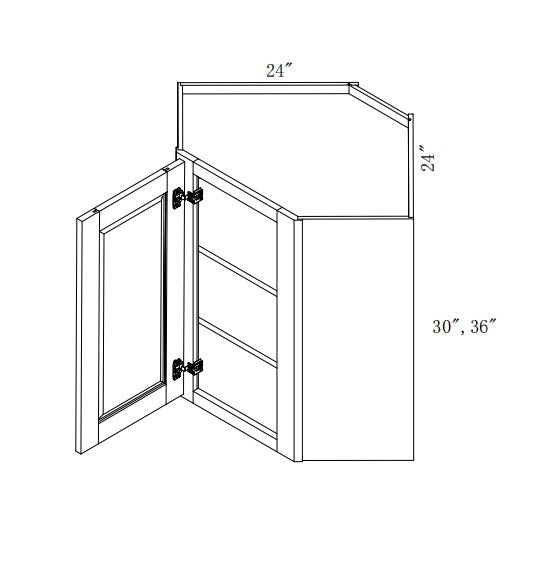 WDC2436: Oak Shaker Wall Diagonal Cabinet 24