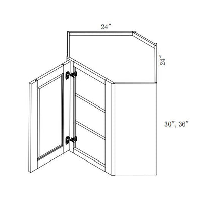 WDC2436: Oak Shaker Wall Diagonal Cabinet 24"W*36"H*24"D-1D-2S