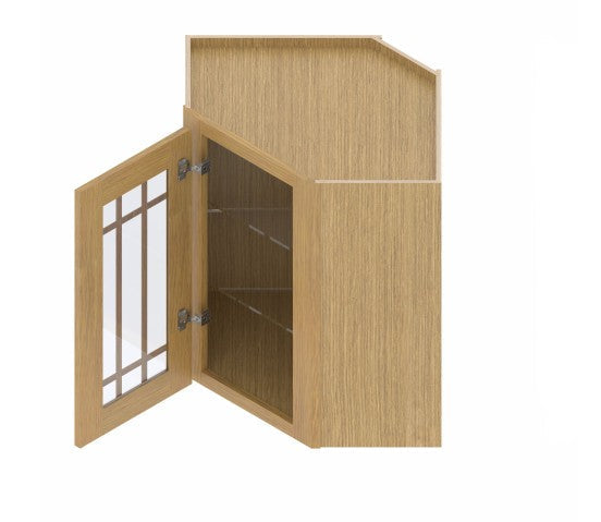 WDC2430/GD: Oak Shaker Wall Diagonal Cabinet 24"W*30"H*24"D-1D-3S/Glass Door