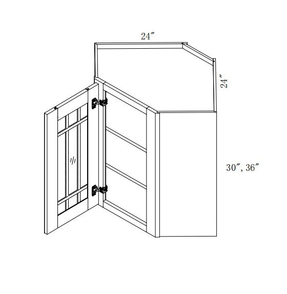WDC2436/GD: Oak Shaker Wall Diagonal Cabinet 24