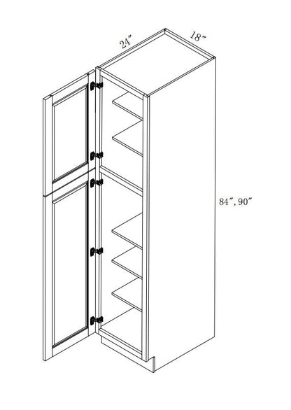 WP189424: Oak Shaker Pantry 18"W*94"H*24"D-2D-5S